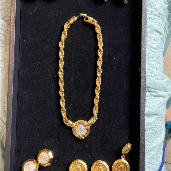 SOLD!!  #2- Carolee Gold Coin Jewelry & earrings & matching key ring & bracelet - Picture 2 of 11